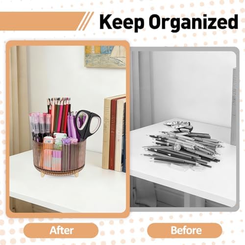 360 Rotating Pen Pencil Holder for Desk, Pen Organizer with 5 Slots