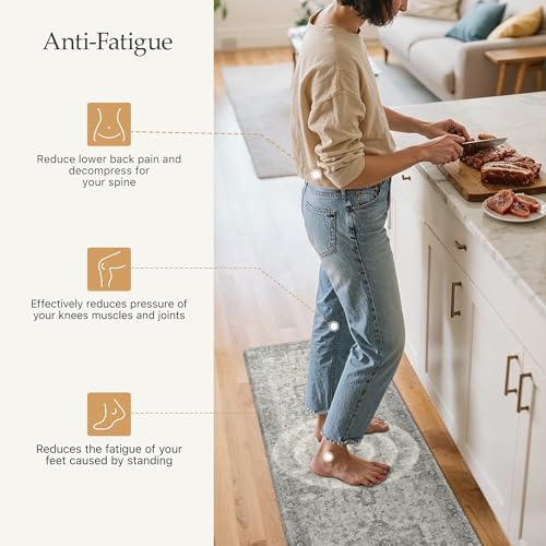 GENIMO Anti Fatigue Kitchen Mats for Floor 17"X59", Runner Rug,GrayTaupe