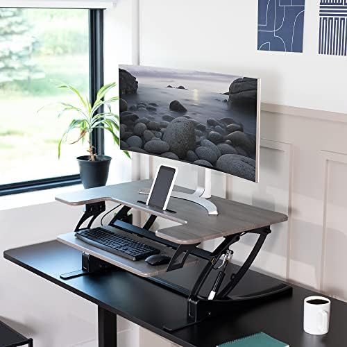 VIVO Dark Gray 36 inch Standing Desk Converter, DESK-V000VG