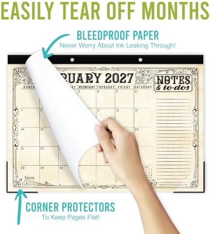 Large Desk Calendar 2027 - Desktop Calendar 2027-2028
