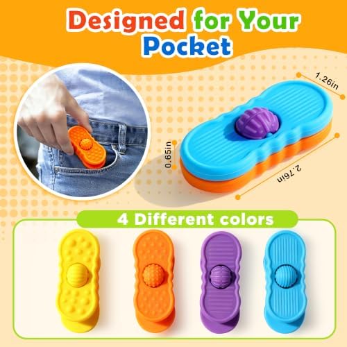Sensory Slider Fidget Stones Set Rolling Beads, 8 pcs 4 Pairs Silent Textured Toys for Adults Kids, Mix and Match Rolling Beads-Calming Anxiety Relief ADHD Autism, Ideal for Office Classrom Prizes