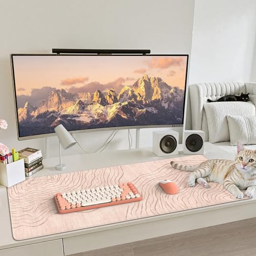 iCasso Big Mouse Pad,Aesthetic Desk Cover Mat for Desktop,Beige