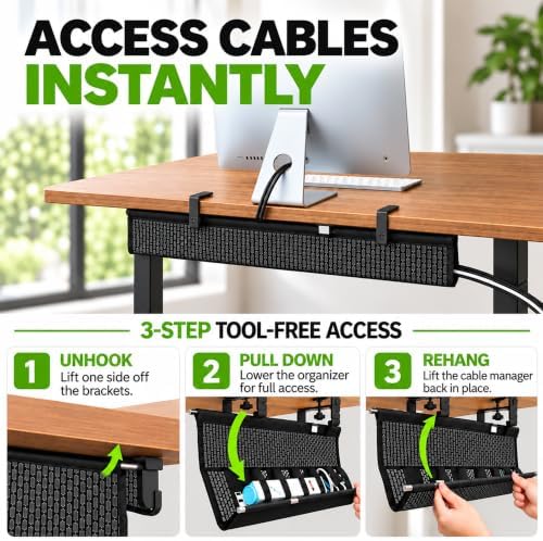 Perfect Posture Cable Management Tray Clamp Mounted Desk Organizer - 38"