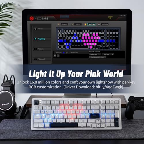 Wireless Mechanical Keyboard with Wrist Rest,Tri-Mode BT5.0/2.4GHz/USB-C Hot Swappable Custom Keyboard,Pre-lubed Clicky Switches,RGB Backlit Computer Gaming Keyboards for PC/Tablet/PS/Xbox(White)
