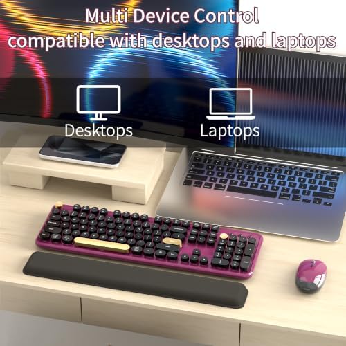 Wireless Computer Keyboard and Mouse Combos, Burgundy-Black