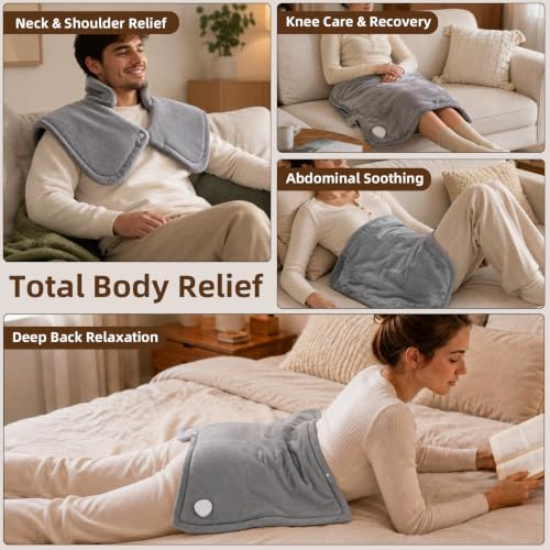 LisaCool Heating Pad for Neck Shoulders Back,Lightweight Heat pad:24x20 in