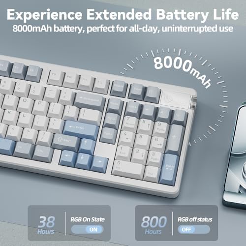 LEOBOG A98 Wireless Creamy Mechanical Gaming Keyboard with Number Pad Knob