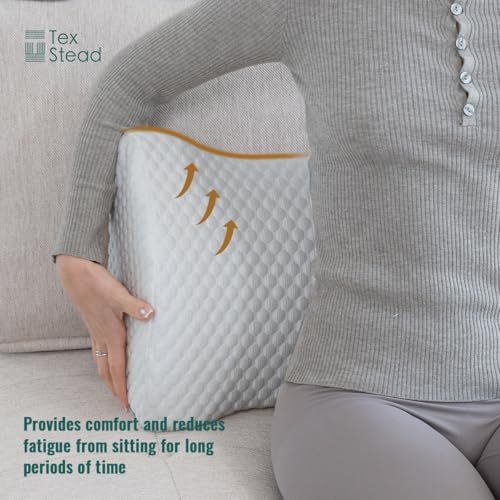 Lumbar Support Pillow Memory Foam Breathable Support for Office Chair, Car Seat, Sofa, Bed - Relieves Back, Spine, Neck Pain for Ergonomic Comfort White 22 * 11 * 7.5in