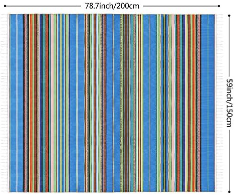 Xplanet 84 X 59 Inch Mexican Serape Blanket Bay Window Blanket, Mexican Tablecloth Serape Tatami Blanket Bed Blanket Table Cover Tapestry Blanket Picnic Mat for Mexican Party Wedding Decorations