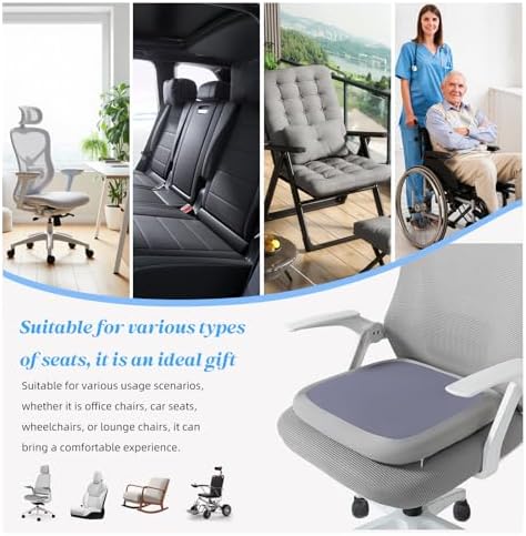 SheRest Office Chair Cushion with Straps, Memory Foam Seat Cushion with Removable Cover, Suitable for Office Chairs, Car Seats, and Airplane Seats, Duplex Gray, X-Large