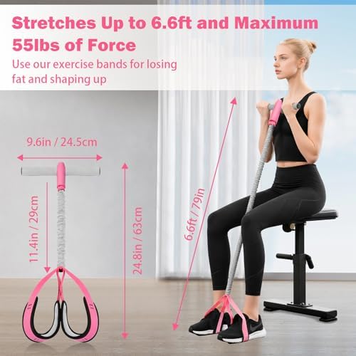 Pedal Resistance Band with Handles, 6-Tubes Natural Rubber Exercise Band