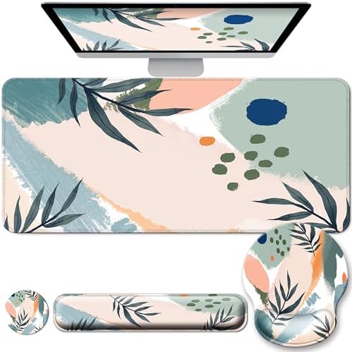 Desk Mat Set Keyboard and Mouse Pad with Wrist Rest Support