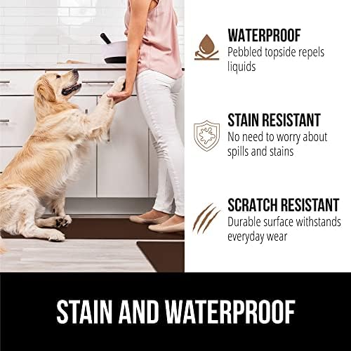 GORILLA GRIP Cushioned Kitchen Mats for Floor, 2 PK, 17x29+17x59, Brown