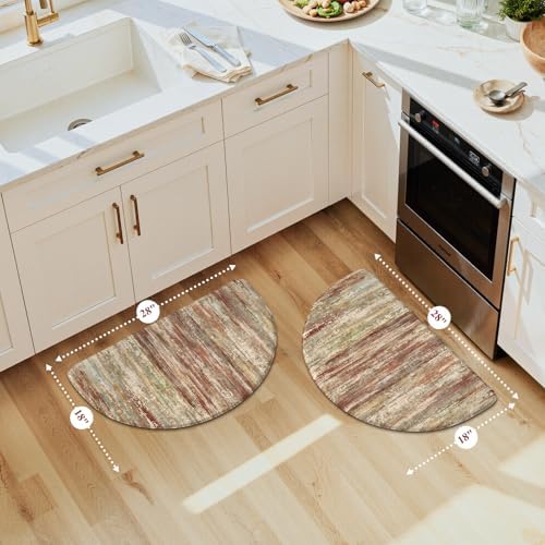 KIMODE Kitchen Mats Cushioned Anti Fatigue, Half Moon Abstract Kitchen Rugs