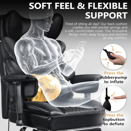 PRETZI Big and Tall Office Chair, High Back Ergonomic Desk Chair 400 LBS