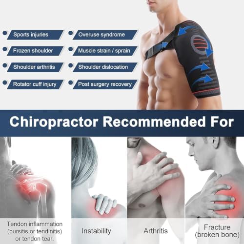 SPOBTRACE Shoulder Brace Adjustable Rotator Cuff Compression Support, S/M