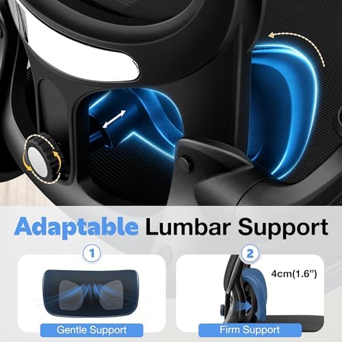 ALLGOD Ergonomic Office Chair, Breathable Mesh Ergonomic Desk Chair with Adjustable Lumbar Support, Flip-up Armrests, Computer Chairs Comfortable for Home, Office, Work, 300lbs, Black (2Pack)