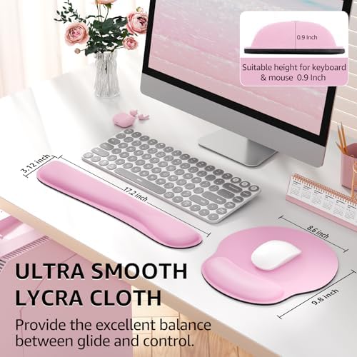 KTRIO Keyboard Wrist Rest & Mouse Pad with Wrist Rest, Pale Pink