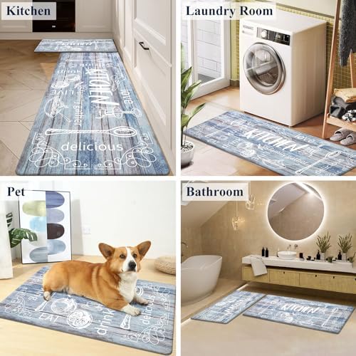 HEBE Anti Fatigue Kitchen Rugs Set of 2, Cushioned Kitchen Mats for Floor
