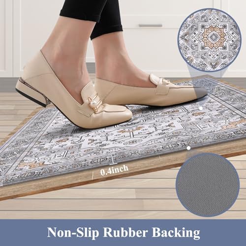 HEBE Anti Fatigue Kitchen Rugs Set of 2, Cushioned Kitchen Mats for Floor
