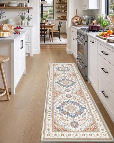 DEXI Kitchen Floor Mats Cushioned Anti Fatigue Runner Rug, 24x87 Beige