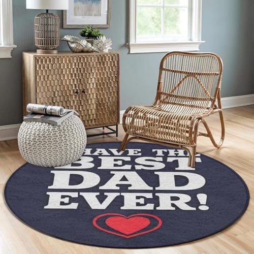 Circular Rugs Large Modern Round Area Rug Fashion Decor Mat for Home Office Best Dad Ever Heart