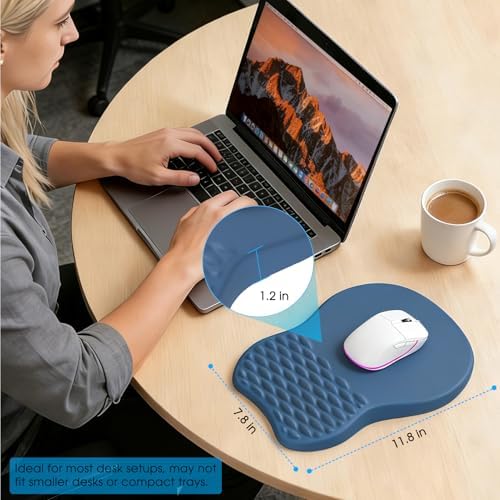 MROCO Ergonomic Mouse Pad with Wrist Support, 11.8 x 7.8 in, Navy Blue