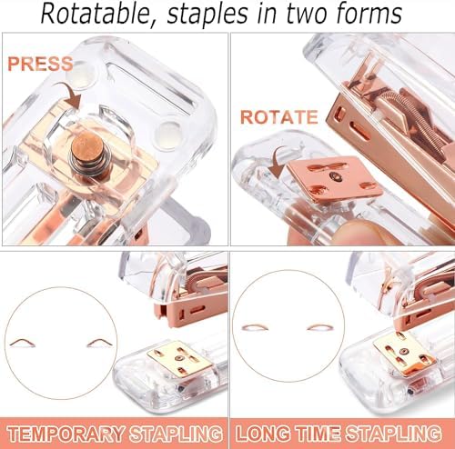 Gawsey Rose Gold Desk Organizers and Accessories with Desk Organizer 360° Rotating Pen Holder and Office Supplies, Cute Stationery Supplies Set