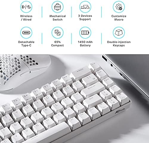 RK ROYAL KLUDGE RK68 Wireless Hot Swappable 65% Mechanical Keyboard Gaming