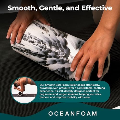 Oceanfoam Tsunami Roller - XLarge Soft Density Foam Roller (Black Marbled)