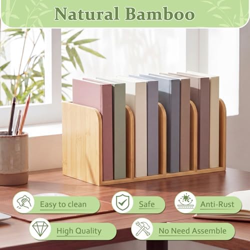 Novabright Bamboo Wooden 4-compartment File Magazine Holder, Suit for B5