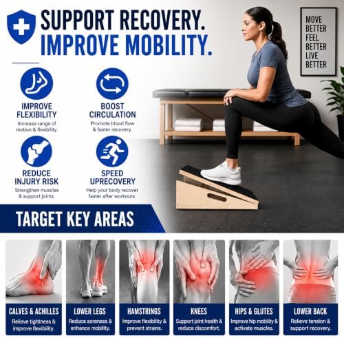MUCITAGF Wooden Slant Board for Calf Stretching, Calf Stretch Board