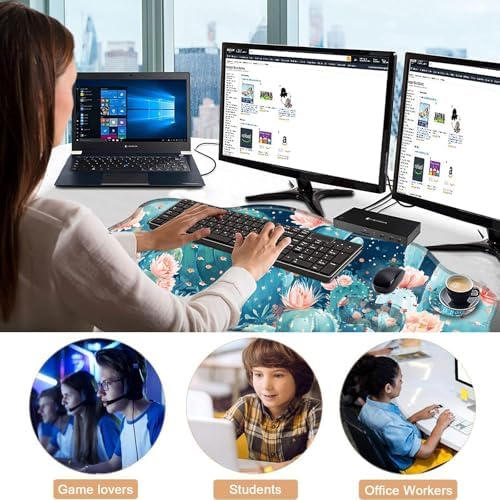 Mouse Pad with Wrist Support + Desk Mat + Coaster 3 in 1 Set, XXL Large Gaming Mousepad Ergonomic Mouse Pads for Desk Computer Laptop Office,Cute Cactus