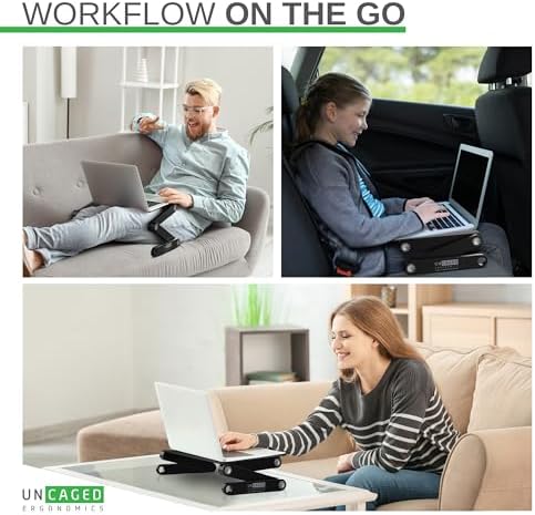 Uncaged Ergonomics WorkEZ Adjustable Laptop Stand for Desk and Bed, Black