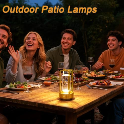 Cordless Table Lamp Rechargeable Small Crystal Lamp, Gold