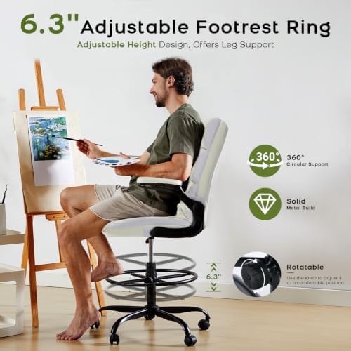 amseatec Drafting Chair, Tall Office Chair with Footrest for Standing Desk
