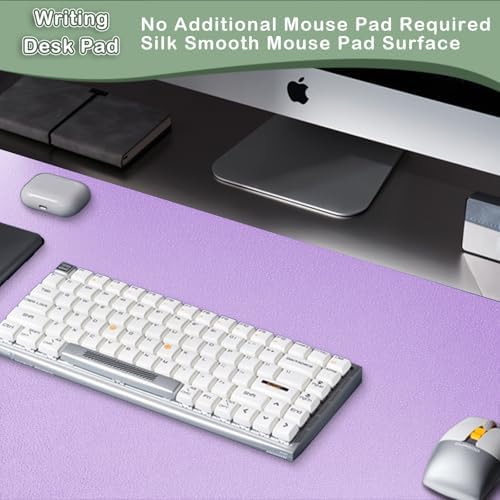 Boutilon Leather Desk Pad Protector,Non-Slip Mouse Pad,Laptop Desk Pad,Office Mouse Mat,Waterproof Leather Desk Blotter,Desk Writing Pad for Office and Home (L-Purple,35"x 17")