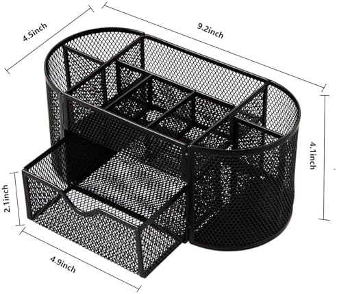Comix Mesh Pen Holder, Desk Organizer for Home Office, Black