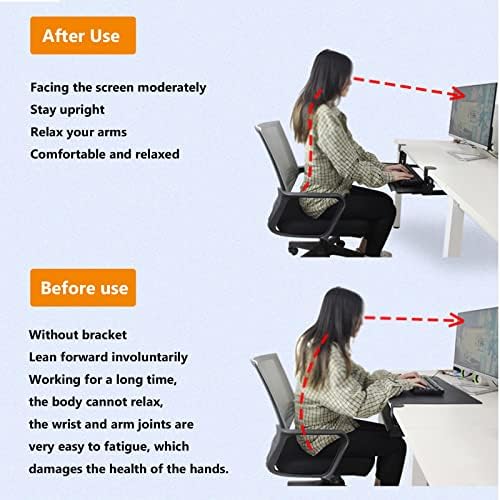 Black/White Sliding Keyboard Tray Under Desk With Slide - Slide-Out Keyboard Drawers Clamp-On - Ergonomic Desk Extender - Pull- Out Tray 52/65/75X25Cm, Wrist Rest Arm Support.Black-60cmx20cm(24x8Inch