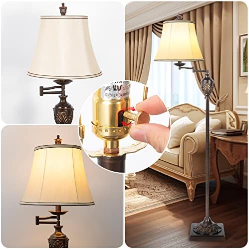 Traditional Floor Lamp with 350° Swing Arm,3 Color Temperatures,Dark Brown
