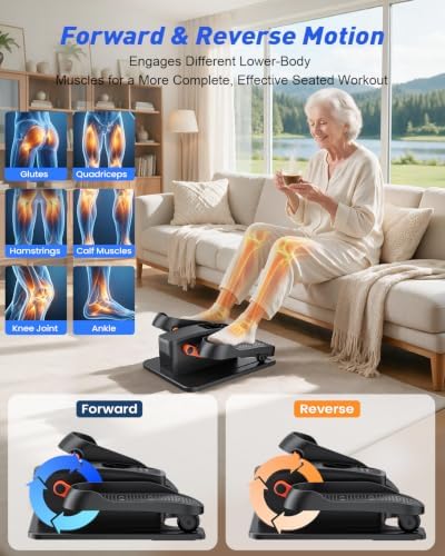 Under Desk Elliptical Machine, Quiet Seated Pedal Exerciser for Senior, Elliptical Exercise Machine Leg Exerciser for Home Office with Monitor, Remote and 12 Adjustable Speeds
