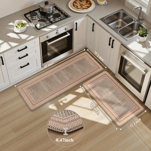 KIMODE Anti Fatigue Kitchen Mats for Floor,Farmhouse Kitchen Rugs Sets of 2