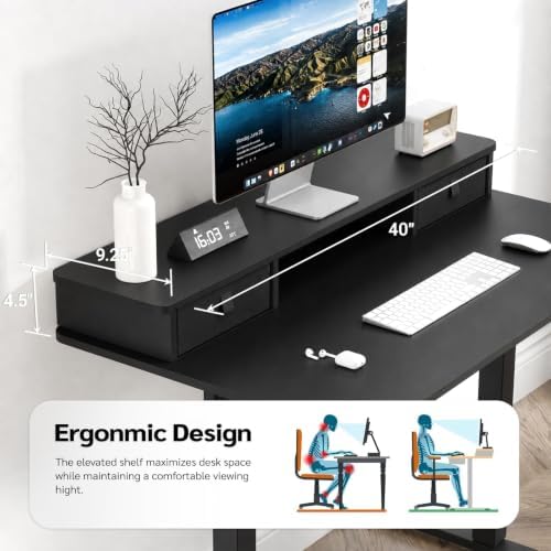 40" x 24" Electric Standing Desk with Dual Drawers, Black