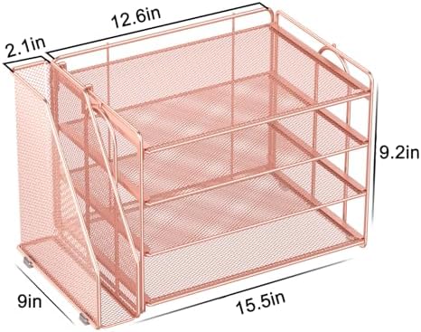 Spacrea Desk Organizers and Accessories, Paper Organizer for Desk with File organizer, Desk Accessories & Workspace Organizers for Office Supplies (Rose Gold)