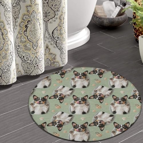Large Home Decor Mat, Soft Round Yoga Carpet, Non Slip Machine Washable Kitchen Office Circle Rug Cute Chihuahua Dog, 60inch