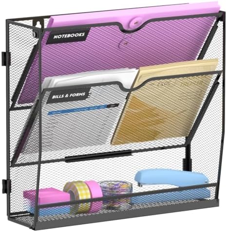 SUPEASY 3-Tier Wall File Organizer with Base, Wall Mounted File Holder
