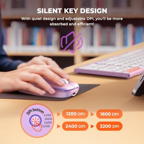 MEETION Foldable Bluetooth Keyboard and Mouse, Portable Combo Purple