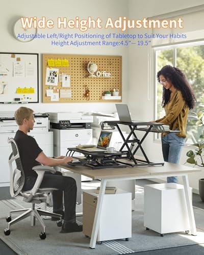 YIHAYO 32" Electric Standing Desk Converter, Adjustable Desk Riser, Black