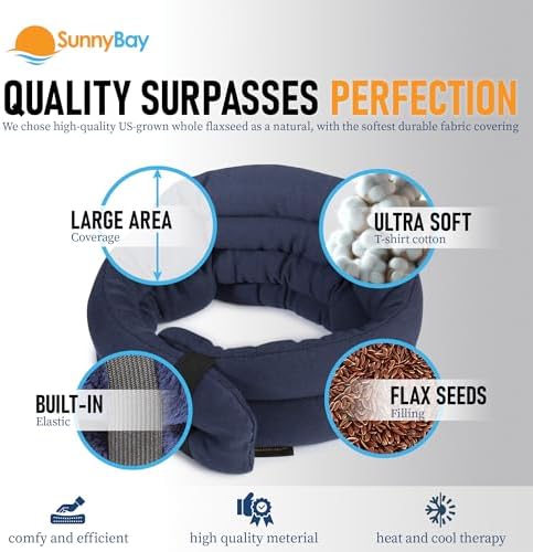 SunnyBay Hands-Free Heating Pad, Neck and Shoulder, 26 inch, Cotton Navy