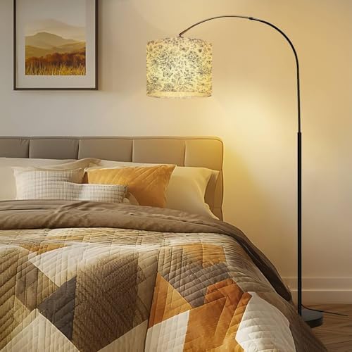 Drum Lamp Shade Bloom Vintage Floral Seamless Pattern Spring Flowers Blue White Lampshades for Floor Lamps Table Lamp Pendant Light 8.9"x11" Linen Lamp Cover Replacement Large Lamp Shade